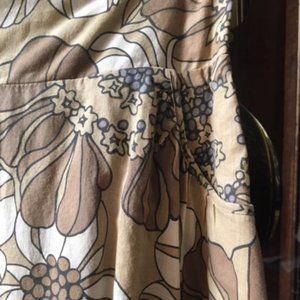 Tan and Brown Floral Skirt with Pockets